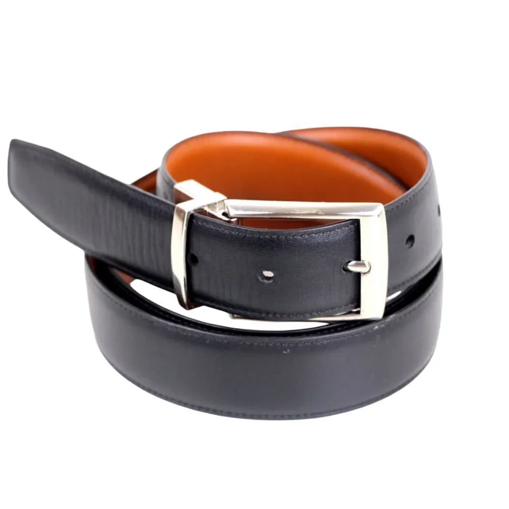 CLASSIC BLACK BROWN REAL LEATHER 1 3/8
